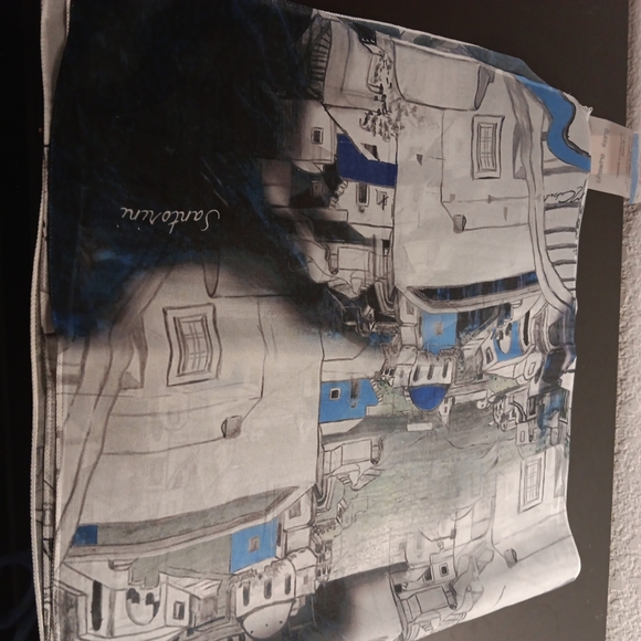GORGEOUS NEW WITH TAG Cabeli Greek Artworks 12"x50" SANTORINI Souvenir  Scarf. - Picture 4 of 5